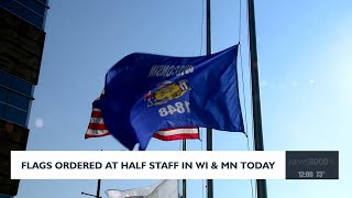 Flags ordered at halfstaff for 911 in Wisconsin and Minnesota [upl. by Anaiuq247]