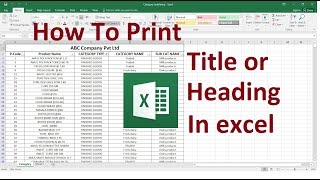 How to Print Title or Heading on Every Page in Excel [upl. by Ponton941]