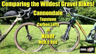 Cannondale Topstone Carbon Lefty vs Niner MCR 9 RDO Comparing the Wildest Gravel Bikes [upl. by Ynafit]