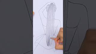 How to Draw a Girl with Long Hair Back View  Easy Pencil Sketch shorts artandcraft [upl. by Joachim]