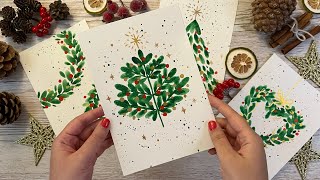 Painting Christmas cards Watercolor tutorial [upl. by Ailbert]