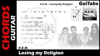 LOSING MY RELIGION ✝  REM  Lyrics  GUITAR Chords 🎸 Karaoke [upl. by Dorree872]