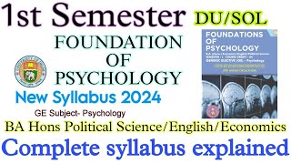 Foundation of Psychology Semester 1 BA hons Political Science  English Economics Syllabus 202425 [upl. by Ik]