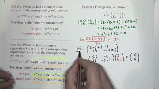 Differential Eqns F2220  Eigenvalue method complex eigenvalues  missing eigenvectors [upl. by Mcbride750]