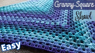 How to Crochet Granny Square Shawl Tutorial  Easy Triangle Shawl Tutorial for Beginners [upl. by Merrielle460]