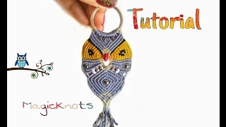 Micro Macrame Owl KeyChain 4 ♥ DIY ♥ [upl. by Esemaj]