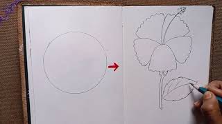 joba ful drawingHow to draw Hibiscus flower from number 0 easy step by stepwith oilpastels colour [upl. by Fang326]