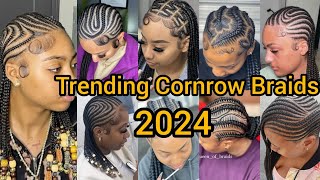 2024 Latest Cornrow Braids Hairstyles  Straight Back Cornrow Braids  Ghana Weaving Braids [upl. by Sinegold861]