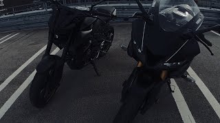 Yamaha mt 125 VS Yamaha yzf r 125 4K Heidelberg [upl. by Sharity]