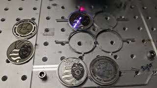 Fiber Laser Engraving 40mm Zinc Coin [upl. by Squier]