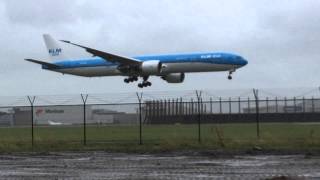 STORM CROSSWIND LANDING G54KT  KLM 777300ER Asia livery [upl. by Woll]