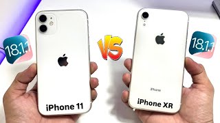 iPhone 11 vs iPhone XR Full Comparison on iOS 1811  Speed Test [upl. by Deehsar]