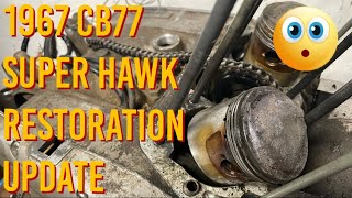 Honda CB77 Super Hawk Restoration Update Seized Engine is Unseized [upl. by Eelana]