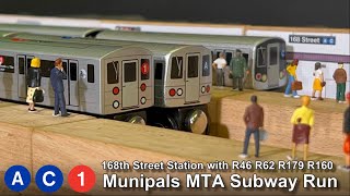 Munipals MTA 168th Street Washington Heights Subway Run R46 R62 R179 R160  M train to 168th street [upl. by Eceerahs427]