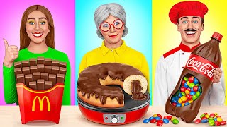 Me vs Grandma Cooking Challenge  Chocolate Food Challenge by Multi DO [upl. by Jansson]