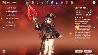 Hu Tao Pull speedrun level 90 crowned  Staff of Homa [upl. by Sharon53]