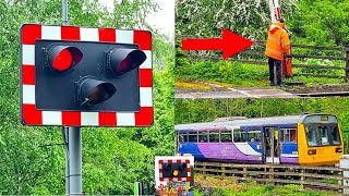 Unique handoperated barriers at Broadwood Level Crossing County Durham [upl. by Berk]