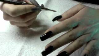 Pose gel uv et vernis noir avec nail art matebrillant [upl. by Miett767]