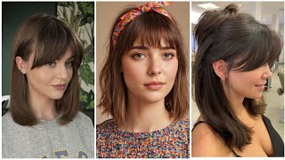 Trendy Medium Length HairStyles For Women Wavy Lob With Bangs [upl. by Ocirema]