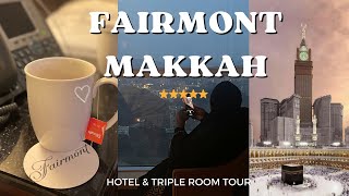 Fairmont Makkah Clock Tower Hotel Tour  Super Close to the Haram  Triple Room  Restaurants [upl. by Nibroc]