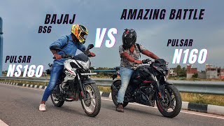 Bajaj Pulsar N160 Vs Bajaj Pulsar NS160 Ye kYa ho Gaya😱  Long Race  Which is Faster [upl. by Wenda322]