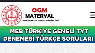 MEB TÜRKİYE GENELİ TYT DENEMESİ TÜRKÇE SORULARI NASILDI [upl. by Nerrot]