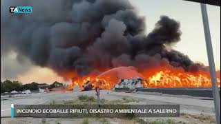 Incendio ecoballe rifiuti disastro ambientale a Salerno [upl. by Adnalu]