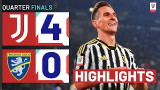 JUVENTUSFROSINONE 40  HIGHLIGHTS  Milik stars in gol fest  Coppa Italia Frecciarossa 202324 [upl. by Ivets693]