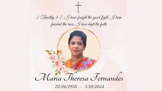 Memorial service of Maria Theresa Fernandes on 61024 at Our Lady of Lourdes Churchat 230 pmIST [upl. by Ahsinnek41]