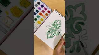 Tile design painting part2 tiledesign design watercolorpainting paintingstyles painting [upl. by Leahplar]