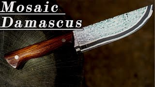 HOW TO MAKE MOSAIC DAMASCUS KNIFE [upl. by Ebeneser]