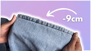 HOW TO SHORTEN JEANS WITH ORIGINAL HEM  Easy Sewing [upl. by Cirilo]