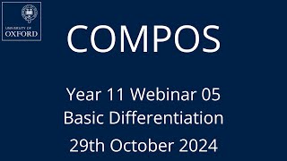 COMPOS24 Y11 Webinar 05  Differentiation [upl. by Aldis]