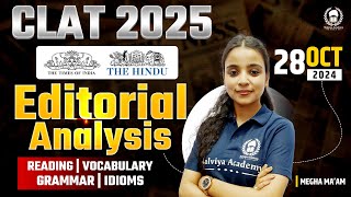 CLAT English 2025 Editorial Analysis  28 October  Reading  Vocabulary  Grammar  Idioms [upl. by Naujad]