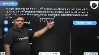 In a gas discharge tube if 3 1018 electrons are flowing per sec from left to rig [upl. by Htebesile]