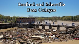 Sanford and Wixom Flood 2020  Drone  Dam Collapse [upl. by Htrahddis]