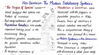 Neo darwinism The modern evolutionary synthesis  class 12 [upl. by Janela233]