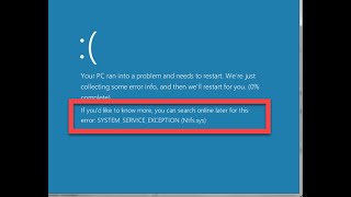 SYSTEM SERVICE EXCEPTION в Windows 10 Ошибка BSOD BLUE SCREEN Решено [upl. by Ahtis]