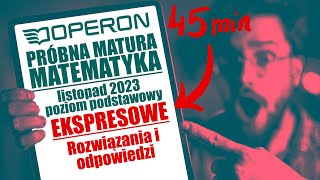 OPERON Próbna matura MATEMATYKA listopad 2023 poziom podstawowy EKSPRESOWE Rozwiązania i Odpowiedzi [upl. by Kilmarx]