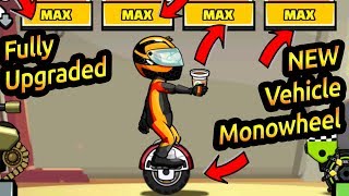 Hill Climb Racing 2 New Vehicle MONOWHEEL Fully Upgraded [upl. by Atteuqal]