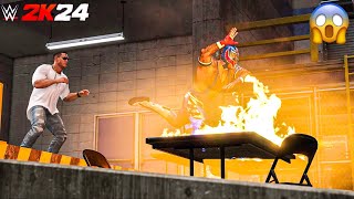 Rey Mysterio vs John Cena  WWE 2K24  Gameplay  XBOX Series S  Backstage Brawl [upl. by Emogene]