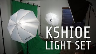 Review of Kshioe photography lighting set with umbrellas softboxes and backdrops [upl. by Frulla]