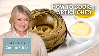 How to Make Martha Stewarts Steamed Artichokes with Tarragon Butter  Martha’s Cooking School [upl. by Singer299]