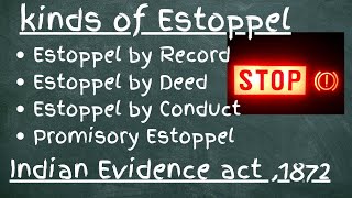 Kinds of Estoppel  Doctrine of Estoppel  Indian Evidence Act1872  Law Lecture by Taruna Sharma [upl. by Tepper]