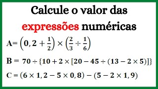 Expressões Numéricas  Chaves Colchetes e Parênteses  NQ161 [upl. by Morentz]