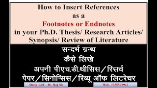 How to insert references as a footnote and endnotes in PhD thesis research article By MobileLaptop [upl. by Zeret]