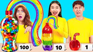 100 Layers of Food Challenge 🌈 Amazing Jelly Bottle Hacks and Rainbow Receipts by 123 GO [upl. by Ellehcin385]