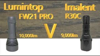 Lumintop FW21 Pro vs Imalent R30C flashlight review beam shots [upl. by Ahtennek1]