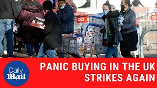 UK lockdown panic buying Shoppers appear to stockpile despite government warnings [upl. by Ahsiek]