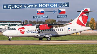 TRIPREPORT  Czech Airlines ECONOMY  ATR 42500  Bratislava  Prague [upl. by Aynas844]